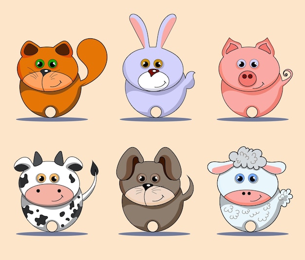 Vector conjunto, de, lindo, mascotas