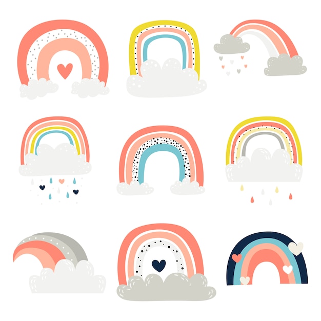 Vector conjunto de lindos arcoiris