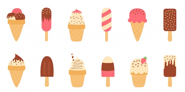 Vector conjunto de lindos helados.