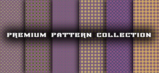 Conjunto de lindos patrones sin fisuras. Lujoso y elegante paquete de patrones vectoriales geométricos en hermosos colores