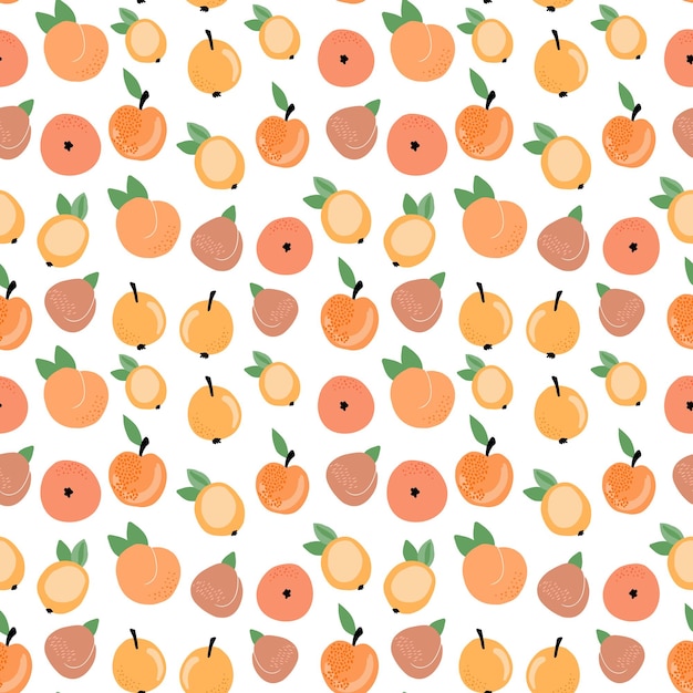 Un conjunto de lindos patrones sin fisuras vectoriales con flores abstractas frutas con hojas de formas simples