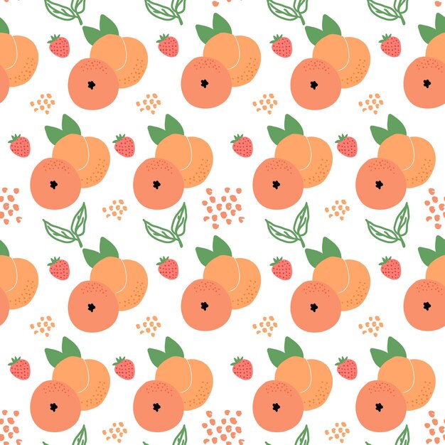Un conjunto de lindos patrones sin fisuras vectoriales con flores abstractas frutas con hojas de formas simples