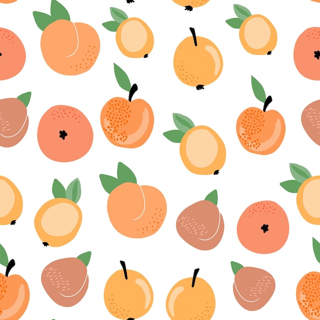 Un conjunto de lindos patrones sin fisuras vectoriales con flores abstractas frutas con hojas de formas simples
