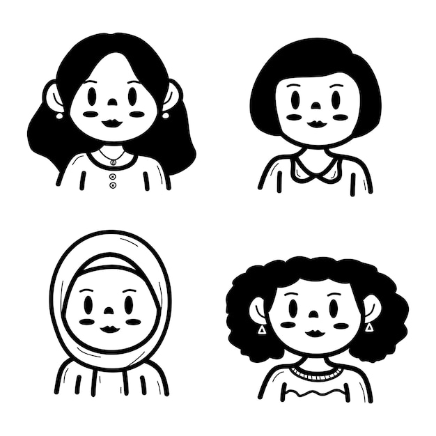Conjunto de lindos personajes de madre pequeños dibujados a mano