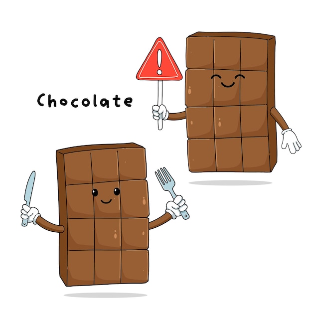 Conjunto de lindos personajes de mascota de dibujos animados de chocolate