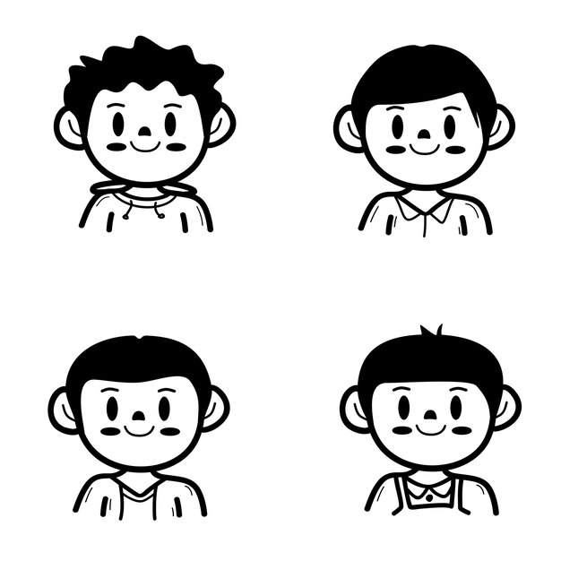 Conjunto de lindos personajes de niño pequeño dibujados a mano