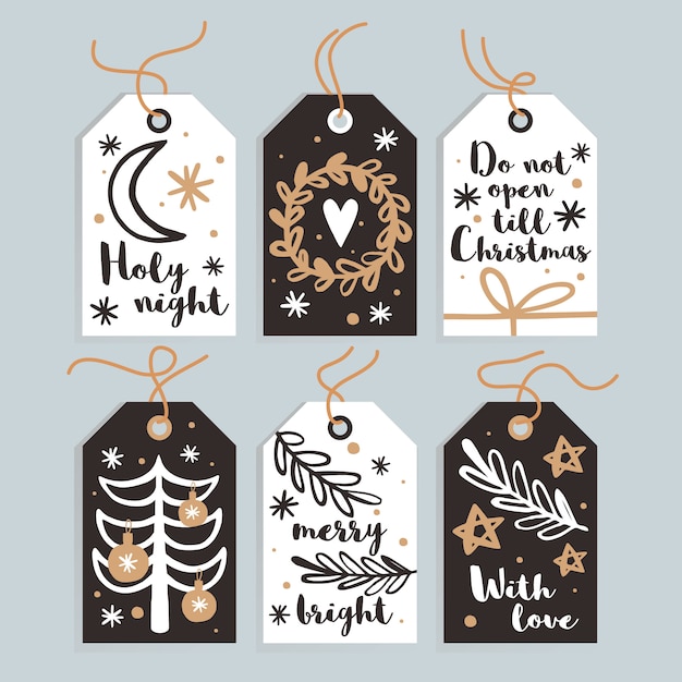 Conjunto de lindos regalos de Navidad y tarjetas
