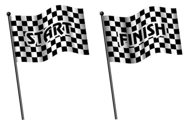 Conjunto de línea de banner de inicio y finalización para maratón vector eps