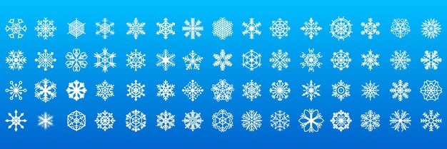 Conjunto Línea Colección Blanca Copo Nieve Elementos Decoración Invierno Estilo Diseño Vectorial
