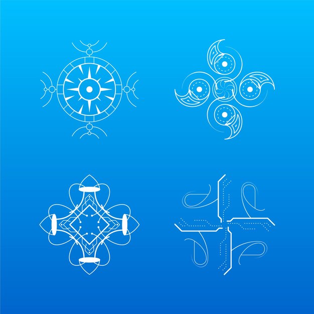 Conjunto Línea Colección Blanca Copo Nieve Elementos Decoración Invierno Estilo Diseño Vectorial