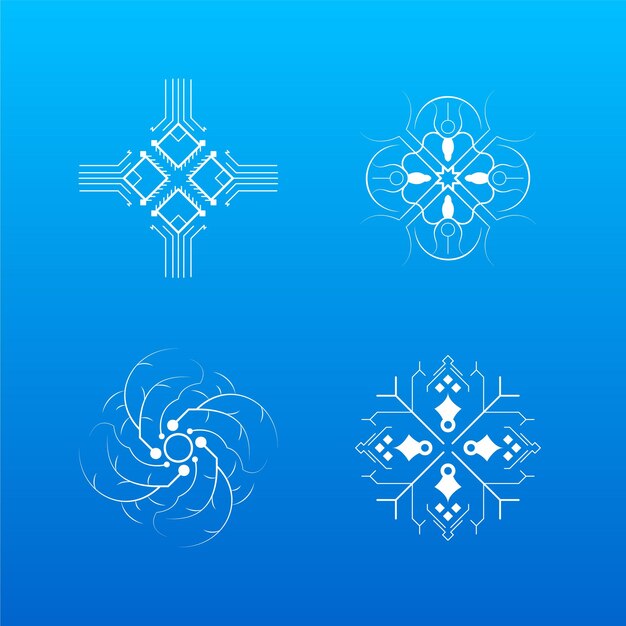 Conjunto Línea Colección Blanca Copo Nieve Elementos Decoración Invierno Estilo Diseño Vectorial