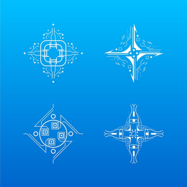 Conjunto Línea Colección Blanca Copo Nieve Elementos Decoración Invierno Estilo Diseño Vectorial