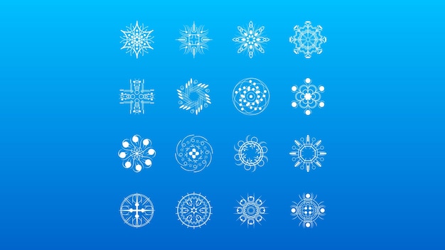 Conjunto Línea Colección Blanca Copo Nieve Elementos Decoración Invierno Estilo Diseño Vectorial