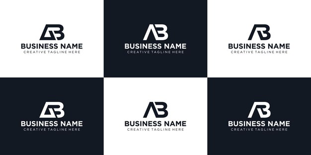 Conjunto de línea de diseño de logotipo AB de letra monograma creativa inicial