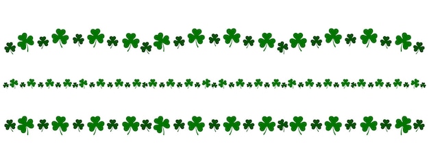 Conjunto de línea de hoja de trébol de diseño de divisor de trébol verde para el elemento de vector decorativo horizontal del día de san patricio