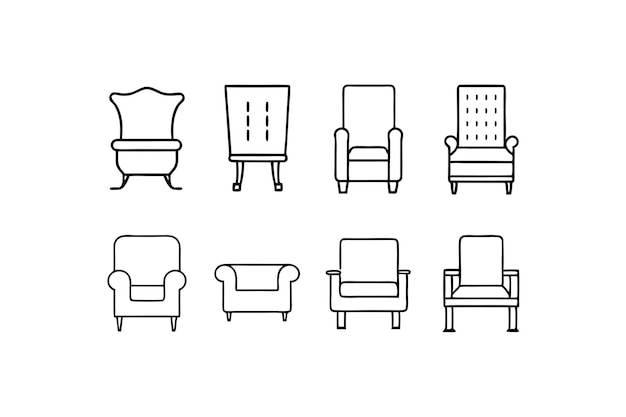 El conjunto de la línea de muebles artesilhouette ilustración vectorial sobre fondo blanco
