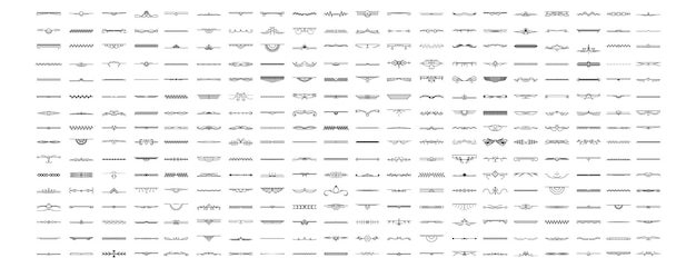 Conjunto de línea simple negra Colección Elementos de borde de garabato Estilo de diseño vectorial Boceto aislado