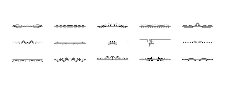 Vector conjunto de línea simple negra colección elementos de borde de garabato estilo de diseño vectorial boceto aislado
