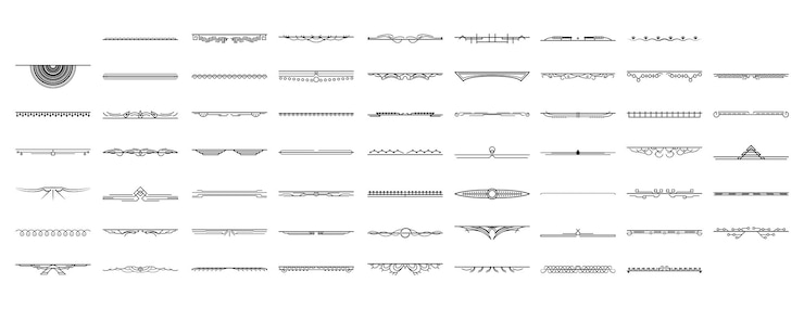 Vector conjunto de línea simple negra colección elementos de borde de garabato estilo de diseño vectorial boceto aislado