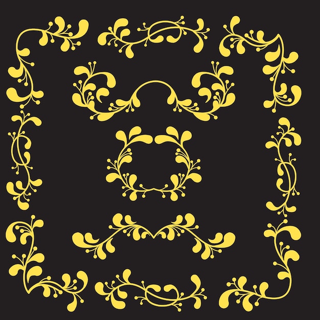 conjunto de línea vintage con hermosa filigrana ornamental marco retro decorativo vector de borde antiguo