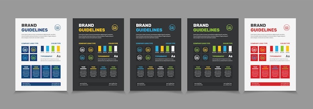 Conjunto de lineamientos de marca A4 Conjunto de diseño de póster Estilo simple y lineamientos de marca modernos