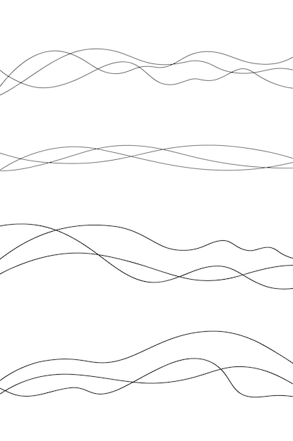 Un conjunto de líneas abstractas onduladas delgadas en un fondo blanco ilustración vectorial gráfica de ondas sonoras