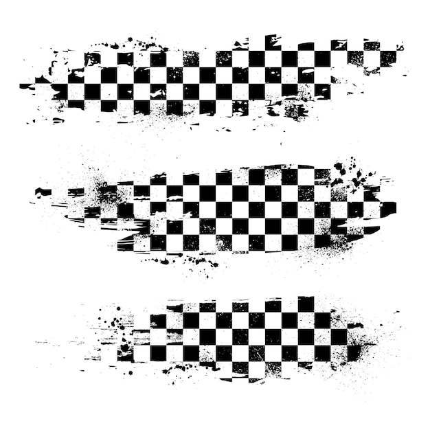 Conjunto de líneas de bandera a cuadros grunge