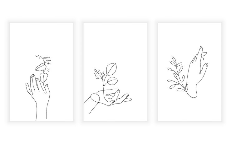 Vector conjunto de líneas continuas de arte femenino y manual para el diseño del logotipo