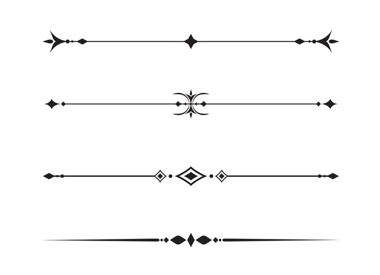 Vector conjunto de líneas decorativas antiguas divisores de texto límite de línea separadores de líneas ilustración vectorial