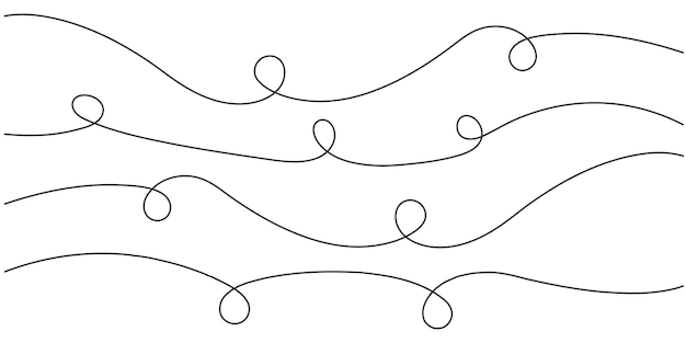 Conjunto de líneas dibujadas dibujo abstracto rizos lineales ilustración vectorial
