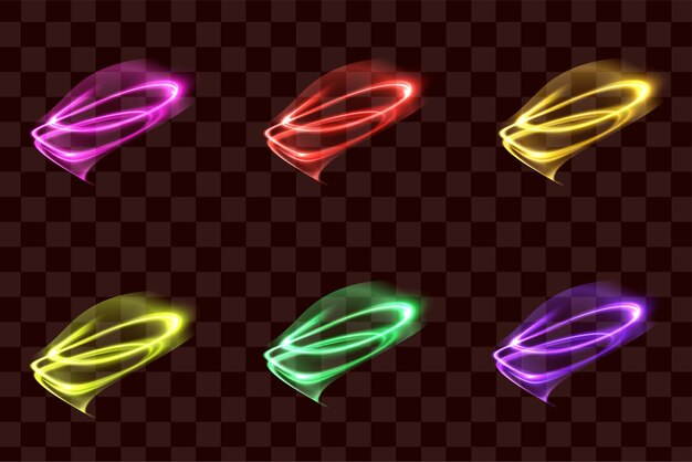 Conjunto de líneas de efecto de luz especial brillante Vector con destellos