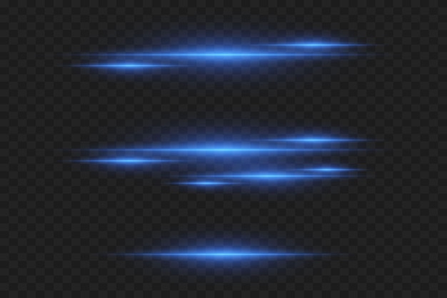 Conjunto de líneas horizontales de luz Efecto de destello horizontal del haz de luz