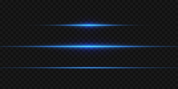 Conjunto de líneas horizontales de luz Efecto de destello horizontal del haz de luz
