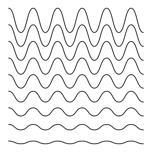 Conjunto de líneas horizontales en zigzag sobre un fondo blanco Ilustración vectorial