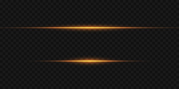 Conjunto de líneas de láser de neón con efectos de luz dorada