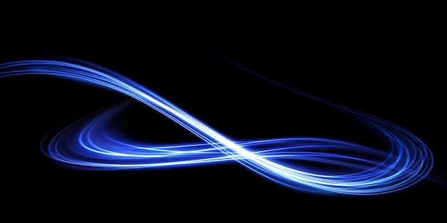 Conjunto de líneas de luz abstractas de movimiento y velocidad elipse azul claro galaxia brillante podio brillante túnel espacial luz efecto brillante todos los días onda semicircular vórtice de luz estela espira brillante