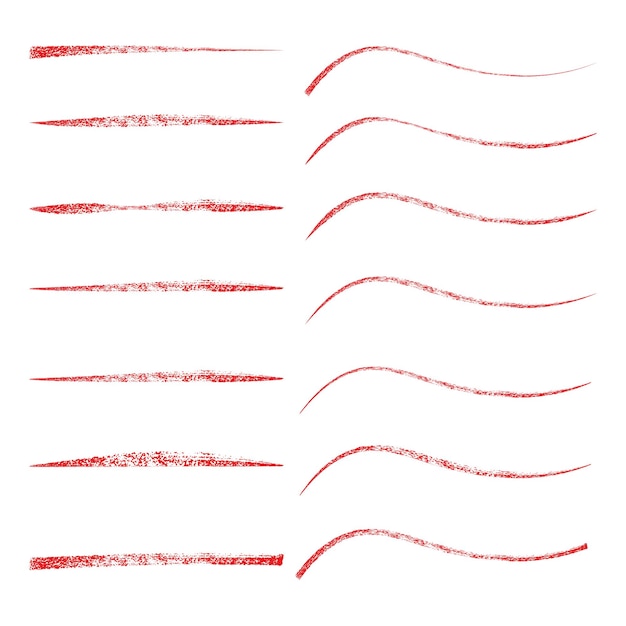 Conjunto de líneas de marcador rojo dibujadas a mano elemento de diseño vectorial líneas de garabateo subrayado garabateo