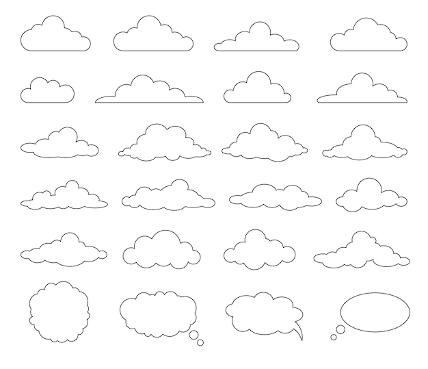 Vector conjunto de líneas de nube