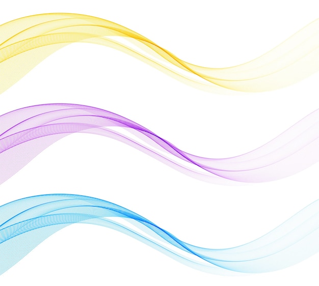 Vector conjunto de líneas de onda fluidas coloridas abstractas aisladas