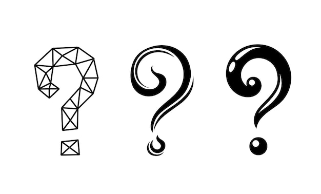 Conjunto de líneas de signos de interrogación Preguntas frecuentes Comentarios e información Pegatinas para redes sociales y mensajeros Colección de vectores planos lineales aislados en fondo blanco