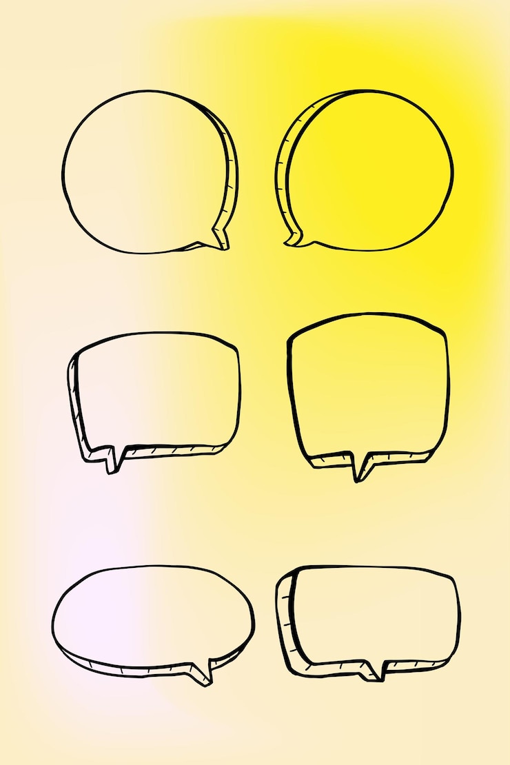 Vector conjunto de líneas simples, burbujas de habla dibujadas a mano en varias formas, fondo de gradiente conjunto de burbujas de habla dibujados a mano, fondo de degradado conjuntode líneas simples, burbujas de habla dibujadas a mano, fondo de gradiente
