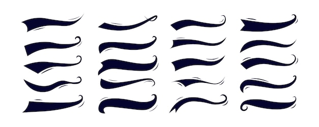 Conjunto de líneas de subrayado de letras a mano Trazo de subrayado vectorial Colección de elementos de concepto de diseño
