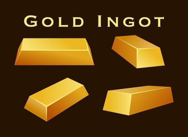 conjunto de lingotes de oro ilustración 3d