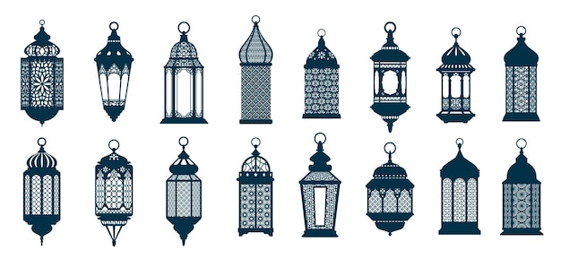 Conjunto de linternas fanous árabe islámica eid mubarak