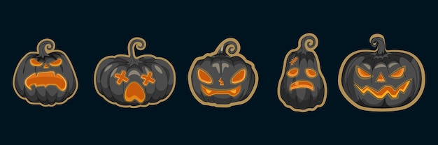 Vector conjunto de linternas de jack o 'o vector de calabazas. colección de calabazas de halloween