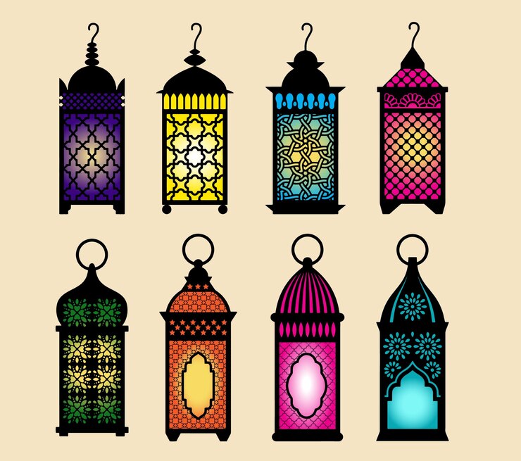 El conjunto de linternas marroquíes Ramadan Kareem cuelga lámparas