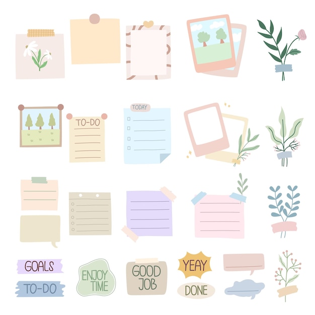 Conjunto de lista de tareas dibujadas a mano