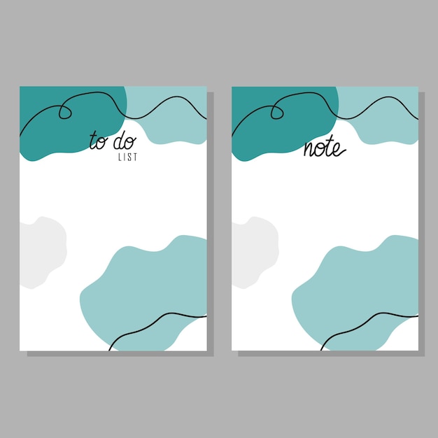Conjunto de lista de tareas y nota con fondo abstracto azul con líneas de moda