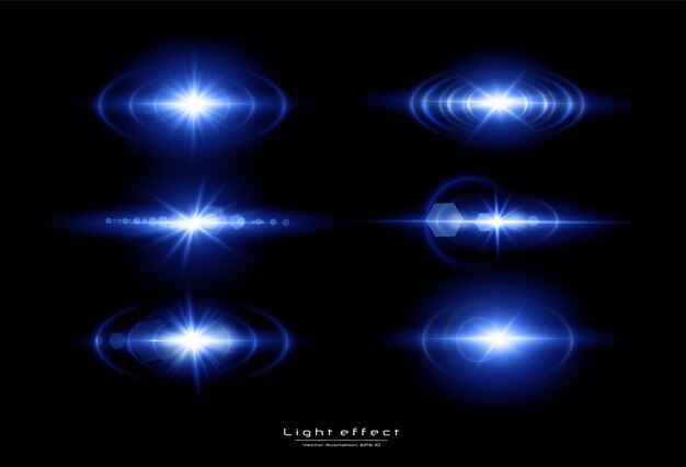Conjunto de llamarada de luz brillante