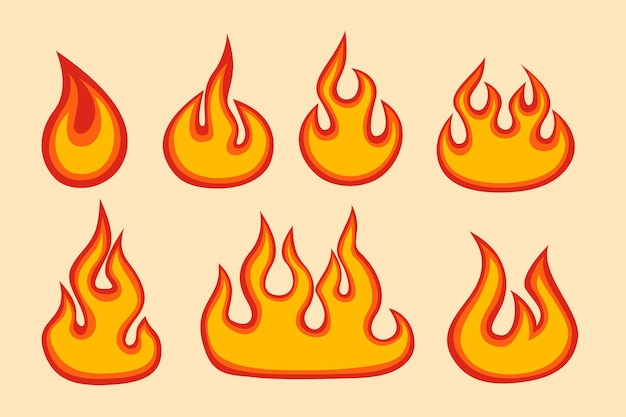 Conjunto de llamas de fuego fuego salvaje llamas rojas de fuego